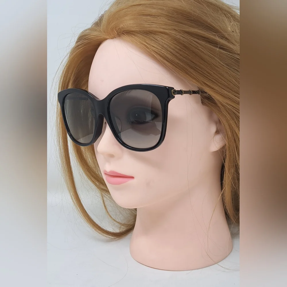 Gucci Sunglasses GG0655SA 001 Black Gold Grey Full Rim Square 56MM 56-17-150 - Picture 15 of 16